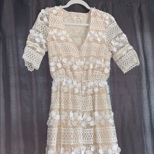 beige lace dress